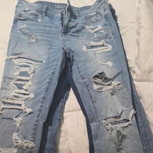 American Eagle Outfitters Ripped Light Blue Skinny Jeans
